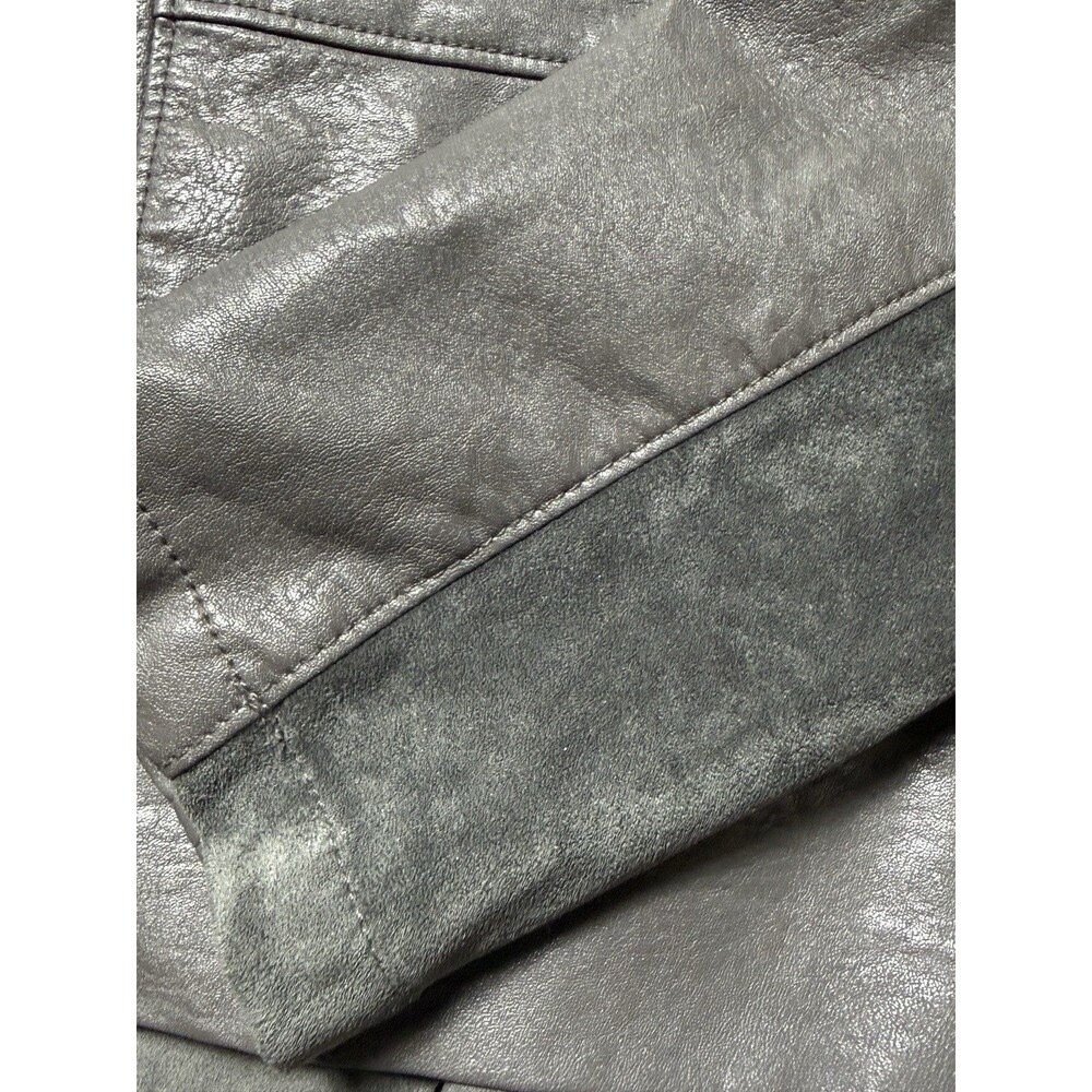 BLANKNYC Gray Leather Suede Side Zip Front Drape Jacket Womens Med Biker Grunge - Picture 11 of 11